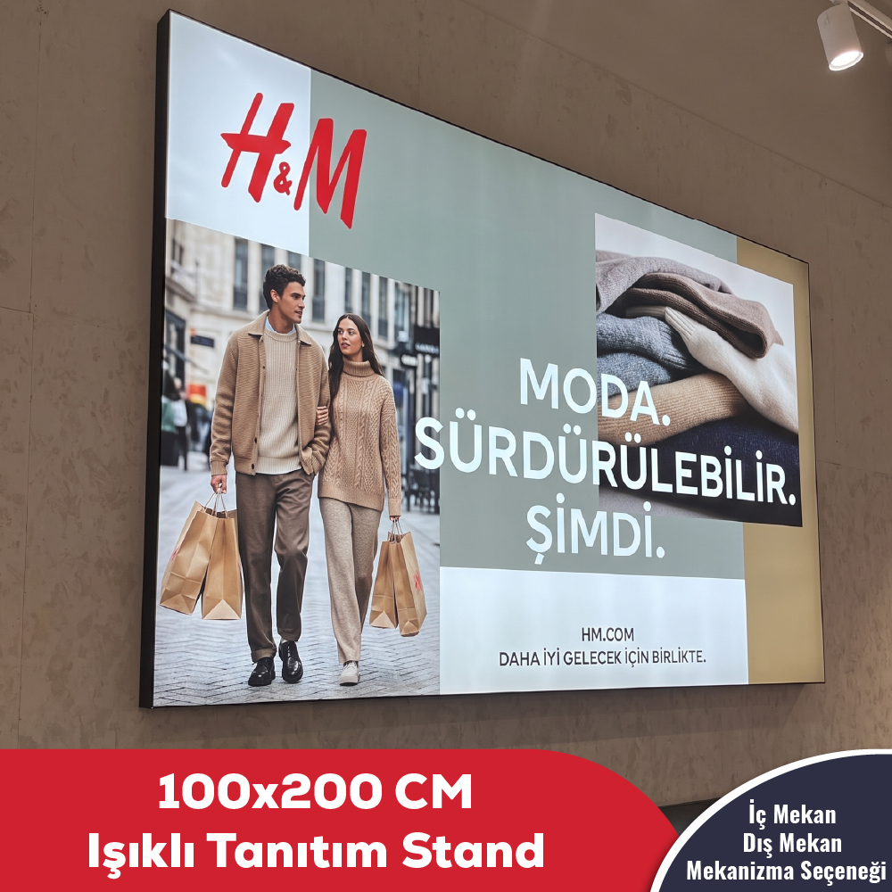 100x200 CM Işıklı Tanıtım Stand