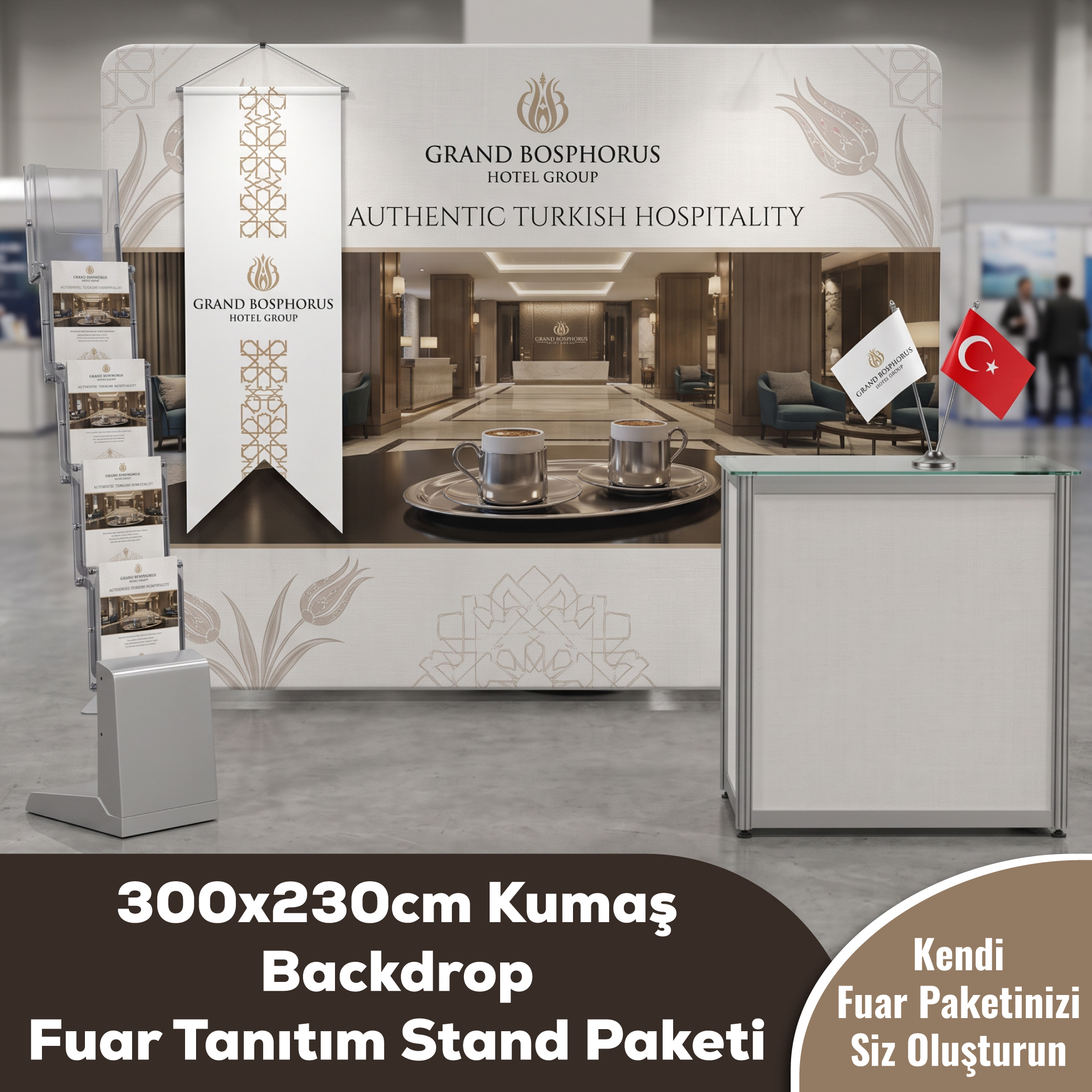 300x230 CM Kumaş Backdrop Fuar Tanıtım Stand Paketi