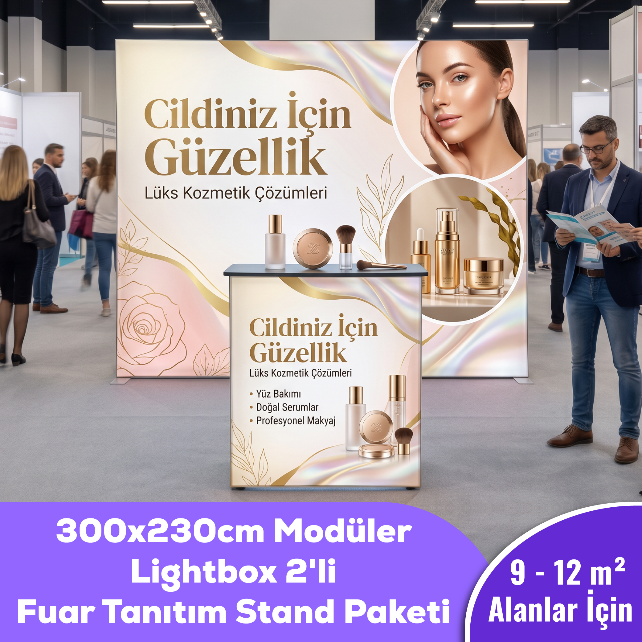 300x230 CM Modüler Lightbox 2'li Fuar Tanıtım Stand Paketi