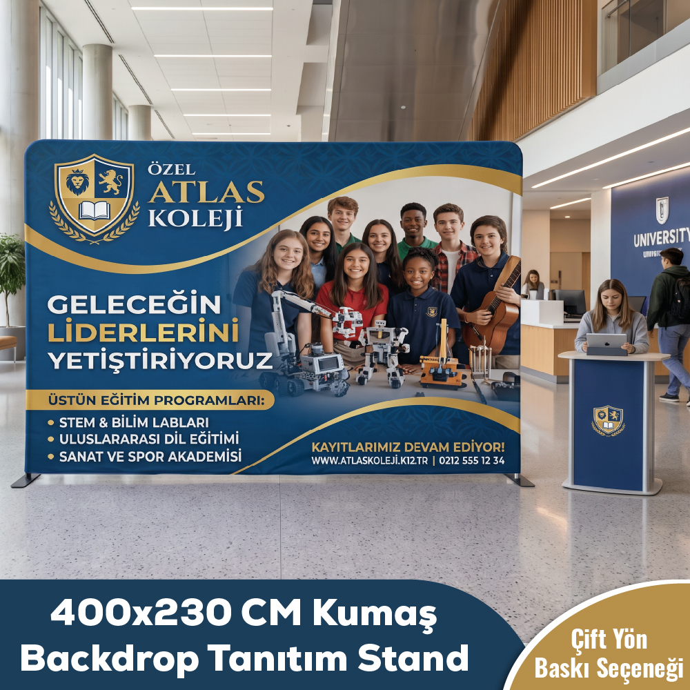 400x230 CM Kumaş Backdrop Tanıtım Stand