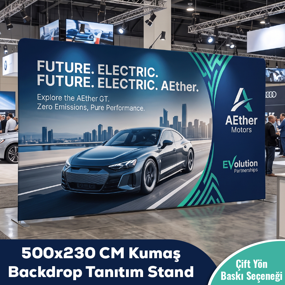 500x230 CM Kumaş Backdrop Tanıtım Stand