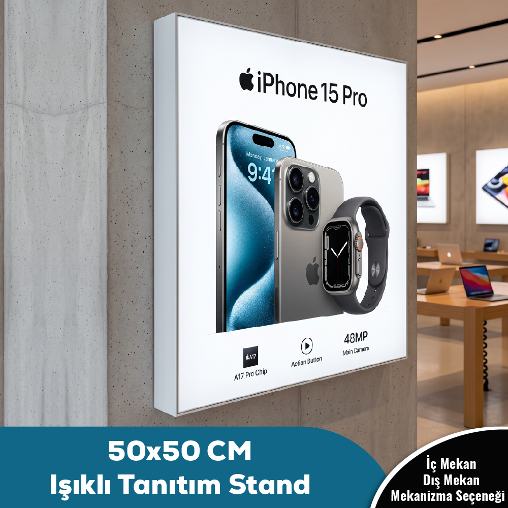 50x50 CM Işıklı Tanıtım Stand
