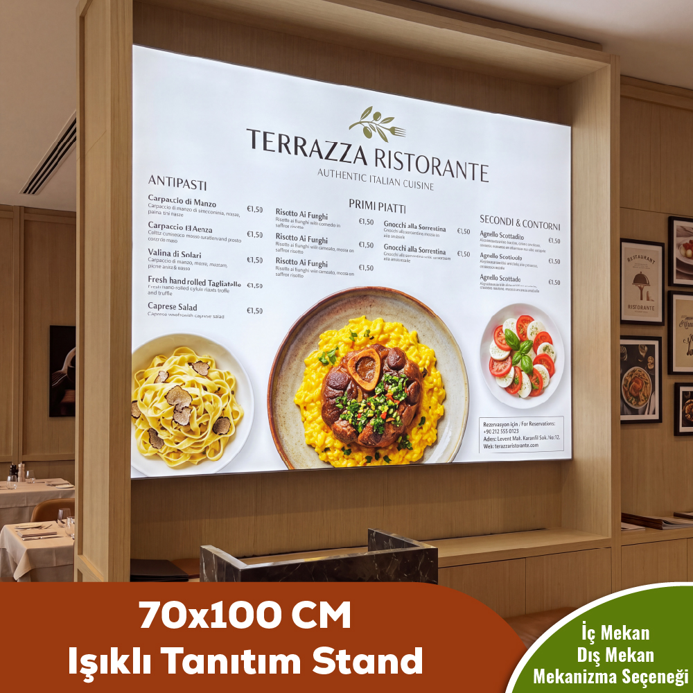 70x100 CM Işıklı Tanıtım Stand