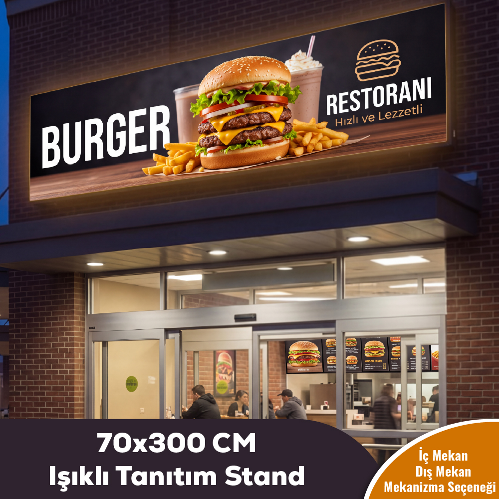 70x300 CM Işıklı Menü Tanıtım Stand