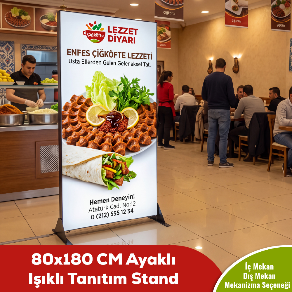 80x180 CM Ayaklı Işıklı Tanıtım Stand