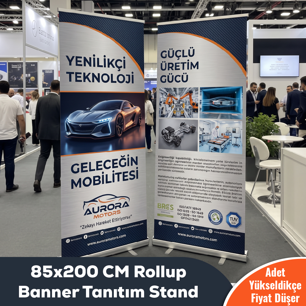 85x200 CM Rollup Banner Tanıtım Stand